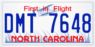 NC license plate DMT7648