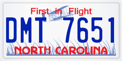 NC license plate DMT7651