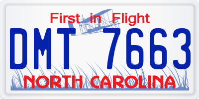 NC license plate DMT7663