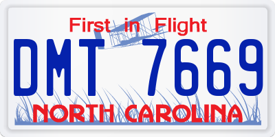 NC license plate DMT7669