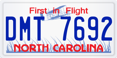 NC license plate DMT7692