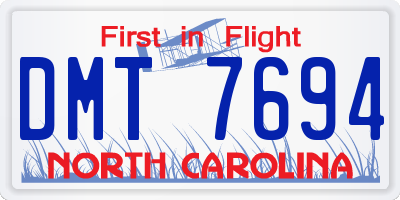 NC license plate DMT7694