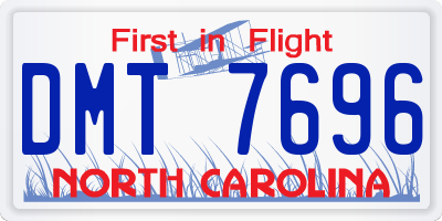 NC license plate DMT7696