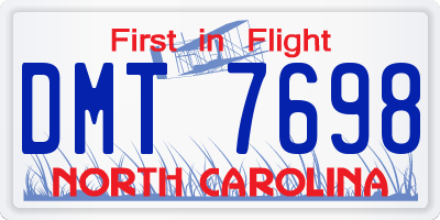 NC license plate DMT7698