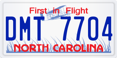 NC license plate DMT7704