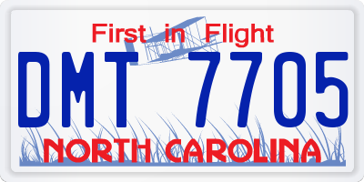 NC license plate DMT7705