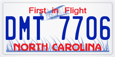 NC license plate DMT7706