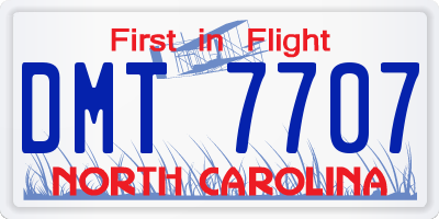 NC license plate DMT7707