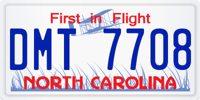 NC license plate DMT7708