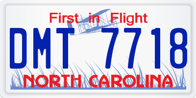 NC license plate DMT7718