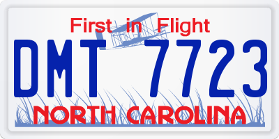 NC license plate DMT7723