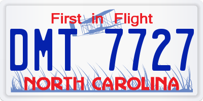 NC license plate DMT7727