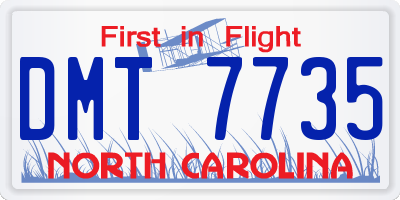 NC license plate DMT7735