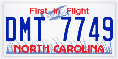 NC license plate DMT7749