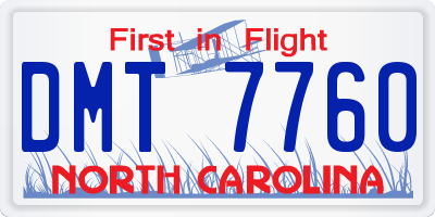 NC license plate DMT7760