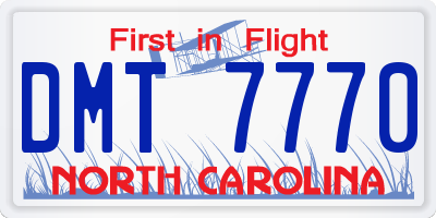 NC license plate DMT7770