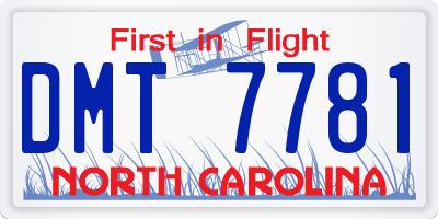 NC license plate DMT7781