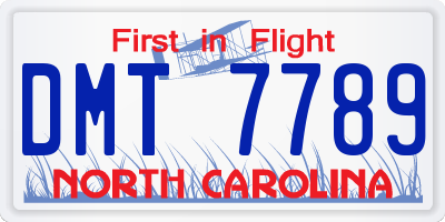 NC license plate DMT7789