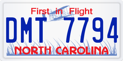 NC license plate DMT7794