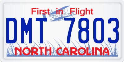 NC license plate DMT7803