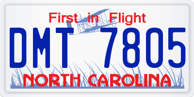 NC license plate DMT7805