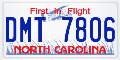 NC license plate DMT7806