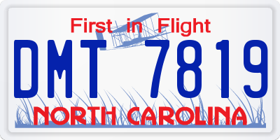 NC license plate DMT7819