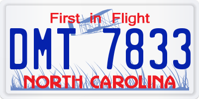 NC license plate DMT7833