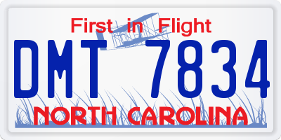 NC license plate DMT7834