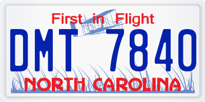 NC license plate DMT7840