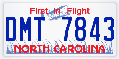 NC license plate DMT7843
