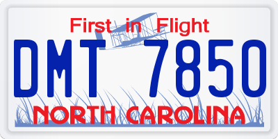NC license plate DMT7850