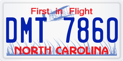 NC license plate DMT7860