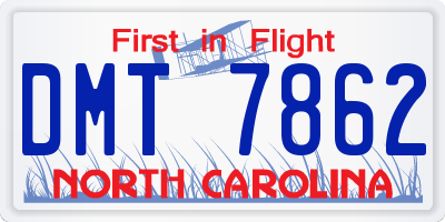 NC license plate DMT7862