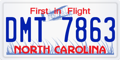 NC license plate DMT7863