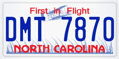 NC license plate DMT7870