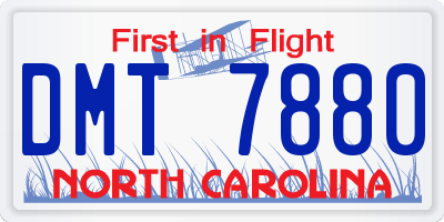 NC license plate DMT7880