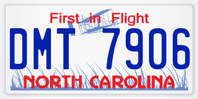 NC license plate DMT7906