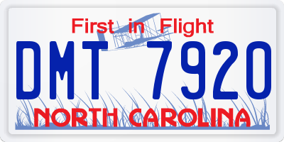NC license plate DMT7920