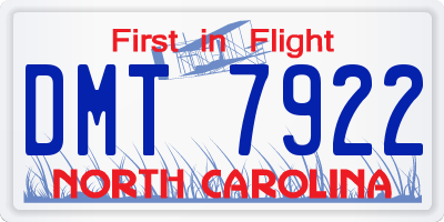 NC license plate DMT7922