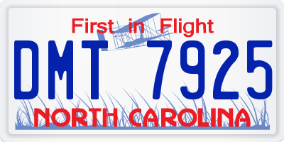 NC license plate DMT7925