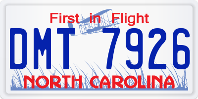 NC license plate DMT7926