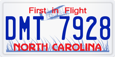 NC license plate DMT7928