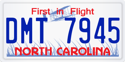 NC license plate DMT7945