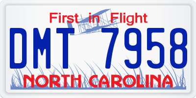 NC license plate DMT7958
