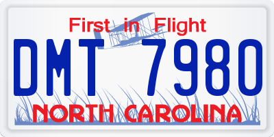 NC license plate DMT7980