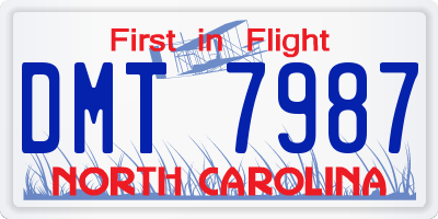 NC license plate DMT7987