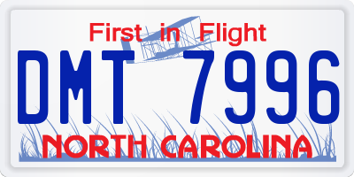 NC license plate DMT7996
