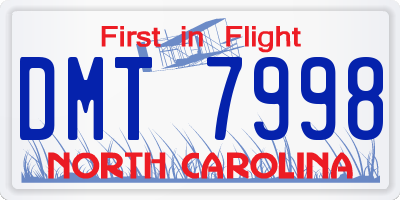 NC license plate DMT7998