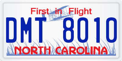NC license plate DMT8010